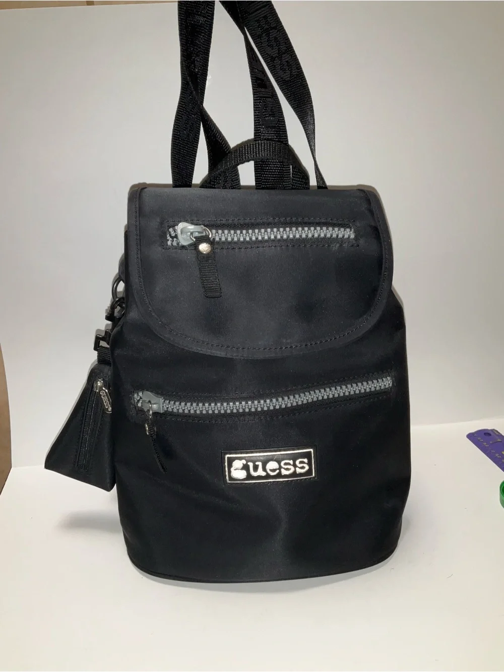 Vintage 90’s Y2K GUESS Black Drawstring Small Mini Backpack Bag Handbag